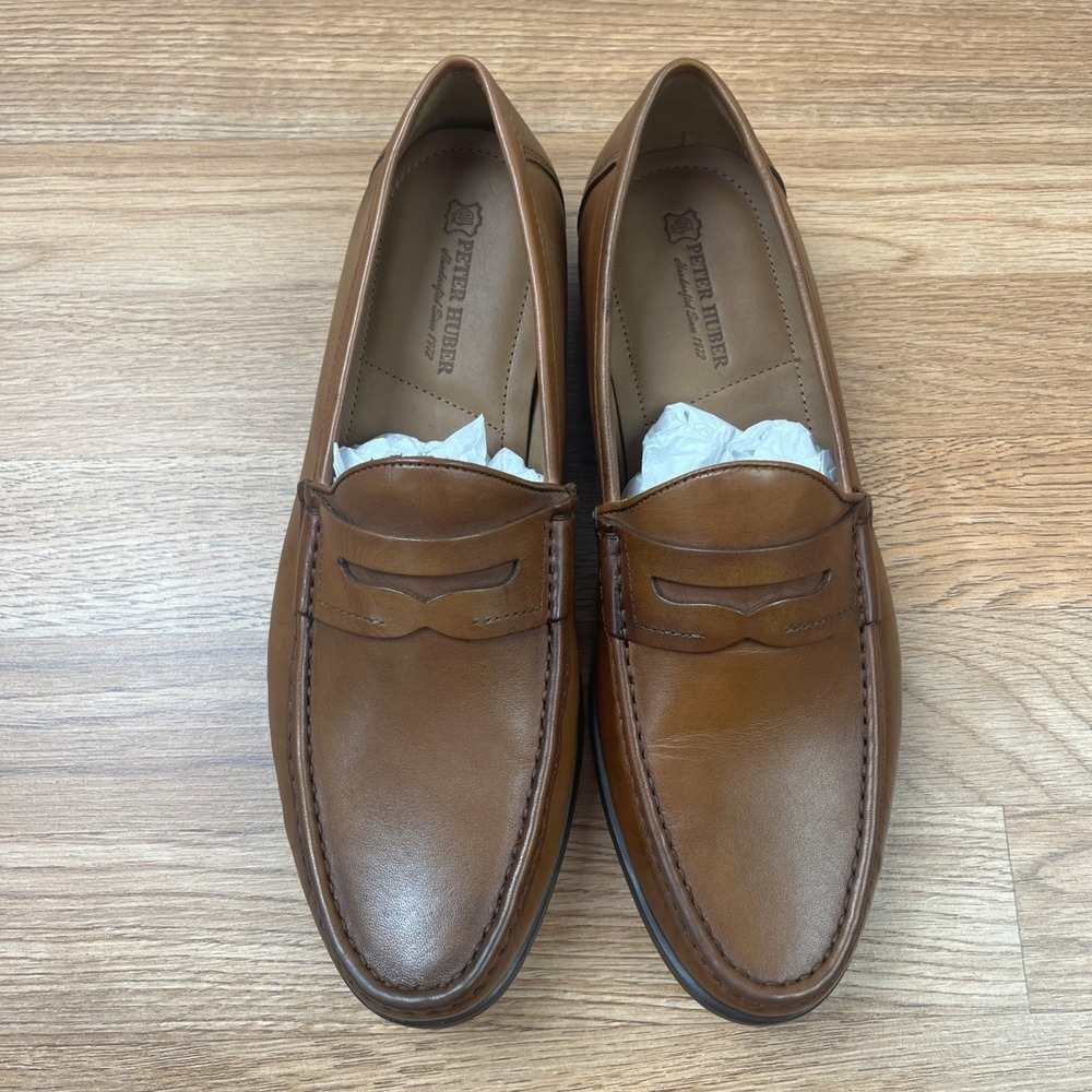 Peter Huber Austin Penny Loafers in Cognac Men's Size 9.5 NEW - Picture 5 of 11